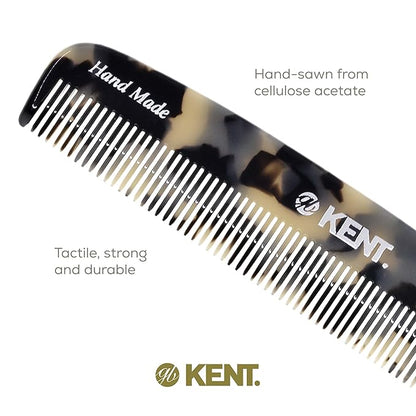 Kent 7T TW Handmade Fine Tooth Pocket Comb - For Men's Everyday Grooming, Styling, and Travel - Suitable for Mustache, Beard, Dry, Wet, Fine or Thinning Hair - Saw Cut and Hand Polished