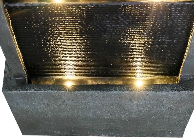 SunJet 5-Tiers Indoor/Outdoor Garden Water Fountain - 50.7inches Modern Floor-Standing Cascading Water Feature - Suitable for Deck, Patio, Porch, Yard Decor