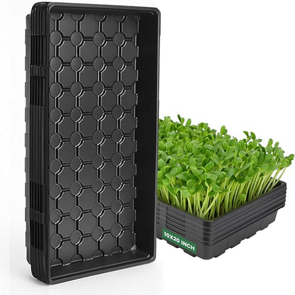 MIXC 10 Pack 1020 Seed Starter Trays, Extra Thick Heavy Duty Trays - No Holes, No Leak, Reusable Propagation Flats for Microgreens, Seedlings, Plant Germination, Fodder and Transplant