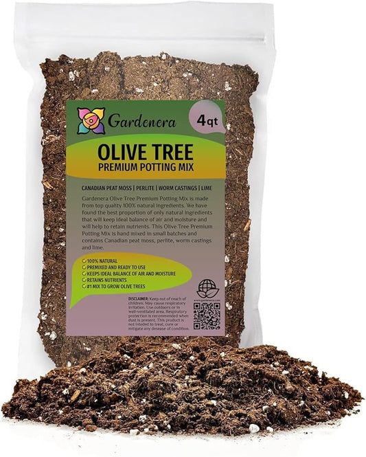 Gardenera Olive Tree Premium Potting Mix - Create a Mediterranean Paradise in Your Backyard - 4 Quart