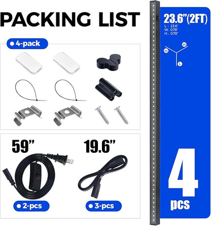 Barrina T5 Grow Lights for Indoor Plants, 2FT 5000K Full Spectrum LED Grow Light with Black Cover, T5 Grow Light Strip, Under Cabinet Plant Light with Switch Cord, Linkable, Plug and Play, 4 Packs