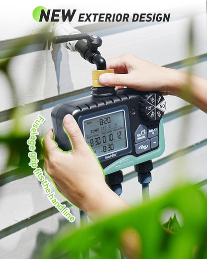 RAINPOINT 3 Zone Sprinkler Timer with Brass Inlet, Water Timer for Garden Hose,Rain Delay/Manual/Automatic Watering System, Hose,Hose Timers for Watering with IP65 Waterproof, Large LCD for Yard