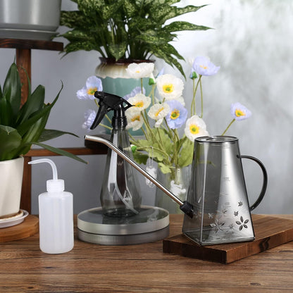 Goowin Indoor Plants Watering Can, Long Spout 47 oz with Bonus 16 oz Spray Bottle & 8.5 oz Squeeze Bottle, Grey