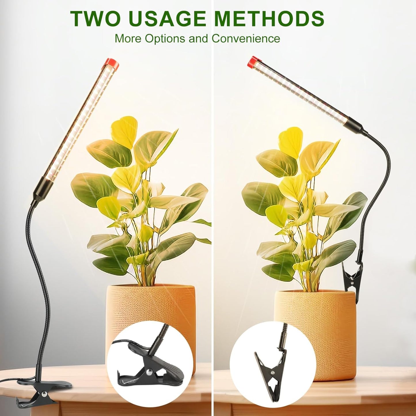 4-Pack Small Clip Grow Lights for Indoor Plants, Bonsai, Succulent, Cactus, Seed Starting with Timer, 9 Watt Power Home Plug, Enough High-Intensity Like Sun, Best Gift for Plants Lover