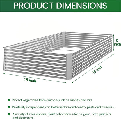 3 Pack Galvanized Raised Garden Bed Outdoor,Metal Garden Bed for Vegetables,Above Ground Garden Box for Flower,Steel Raised Beds for Gardening-36x18 inch