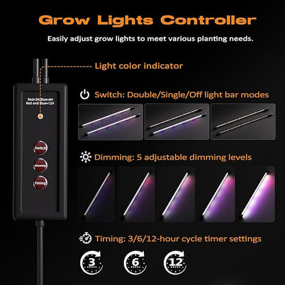 60-Cell Self-Watering Seed Starter Tray with Grow Light, Seed Starter Kit with 4.07” Humidity Dome, Indoor Seedling Starter Tray, Seed Starting Trays for Plant Germination, Seeds Growing