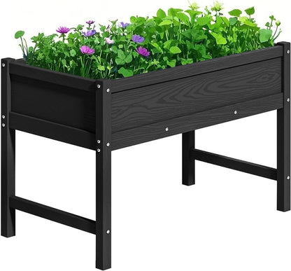 Raised Garden Bed Outdoor with Legs,HDPE Elevated Planter Box Rot-Resistant and Non-Cracking,Raised Beds for Gardening for Backyard, Patio, Balcony, 300lb Capacity Black