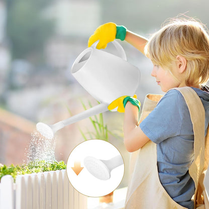 Plastic Watering Can - for Indoor and Outdoor House Plant Garden - with Long Spout - 1/2 Gallon - White