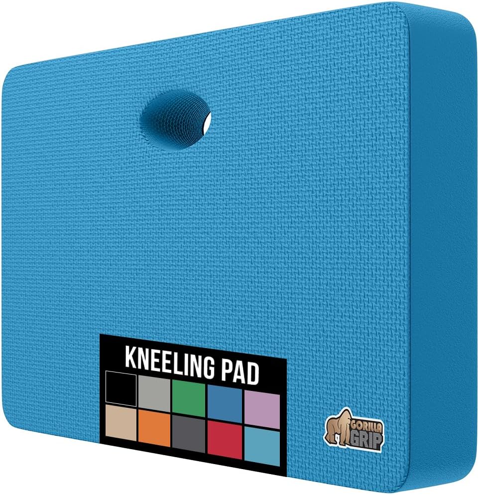 GORILLA GRIP Extra Thick Patent Pending Garden Kneeling Pad, 17.5 x 11 Inch Supportive Soft Foam Knee Cushioning for Gardening, Water Resistant, Bathing Baby, Working Supplies, Lightweight, Blue