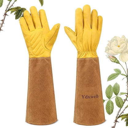 Long Gardening Gloves Women/Men Thorn Proof Rose Pruning Gauntlet Cactus Gloves Goatskin/Cowhide Garden Gloves(1 Pair)