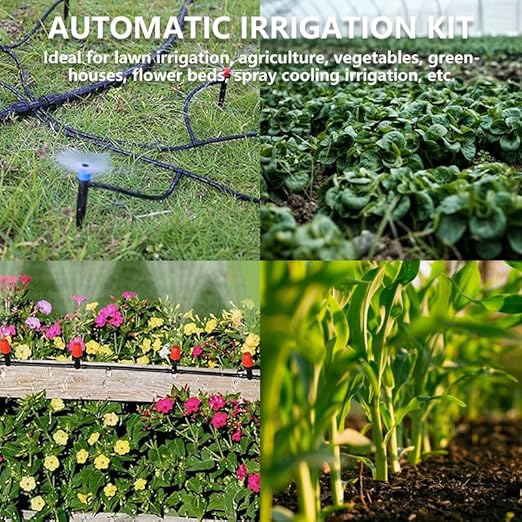 200-Foot Professional Drip Irrigation System Kit - Greenhouse & Patio Micro Watering Solution with Adjustable Nozzles & Quick-Connect Fittings, Dual-Size Tubing (1/4" & 1/2")
