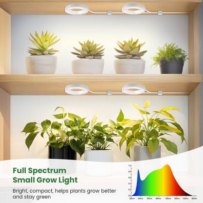 Small Grow Lights for Indoor Plants, 192 LEDs Full Spectrum Plant Grow Light with DC Adapter, 6/12/16H Timer, 3 Color Modes, 5 Brightness Levels, 3.5" Growing Lamp for Small Plants (4-Head)