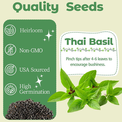 Basil Seed Pods Kit Hydroponic - Refill Herb Pod for All Indoor Herb Garden, 8 Grow Pods with Seeds of Thai Basil, Compatible with All Hydroponics Growing Systems