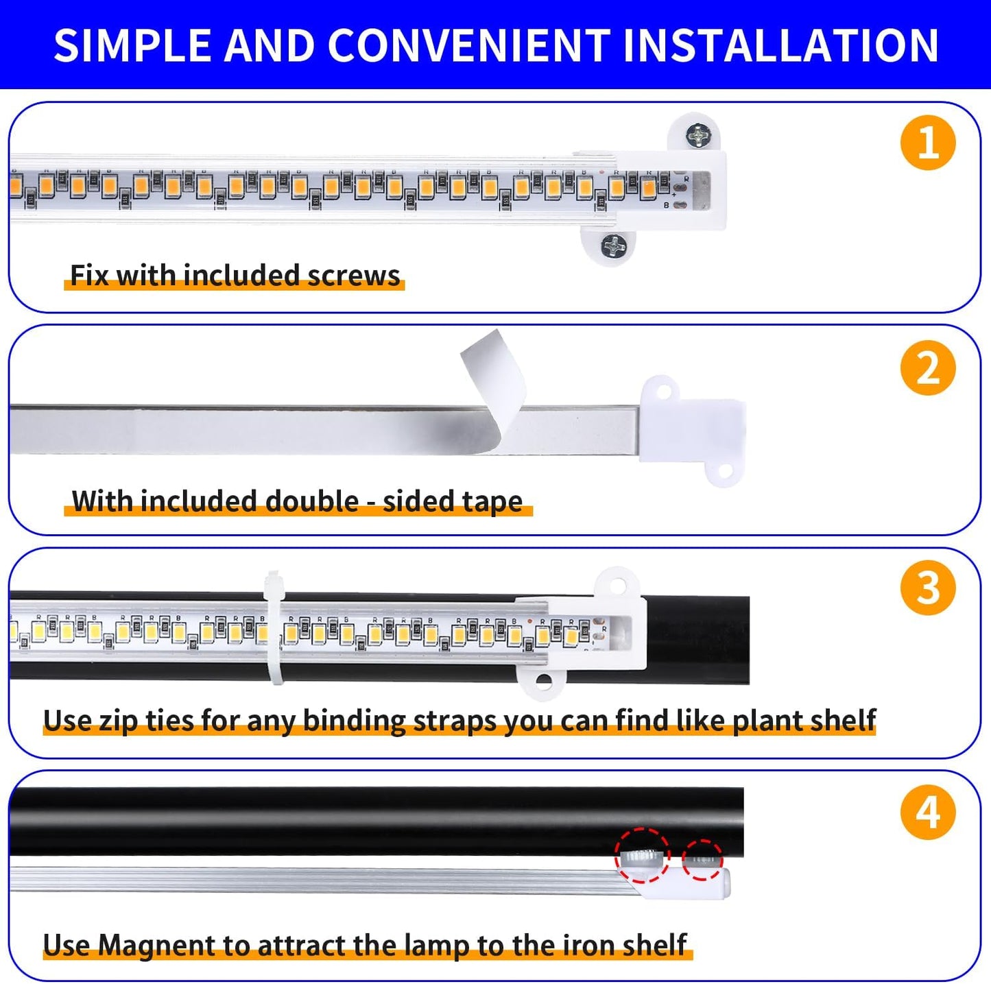 13 Inches Strip Growing Lamp for Indoor Plants, 3500K Full Spectrum LED Grow Light Strips with Auto ON/Off, 3/9/12H Timer & 10 Dimmable Levels for Green House Succulent (2 Head×3 Pack)