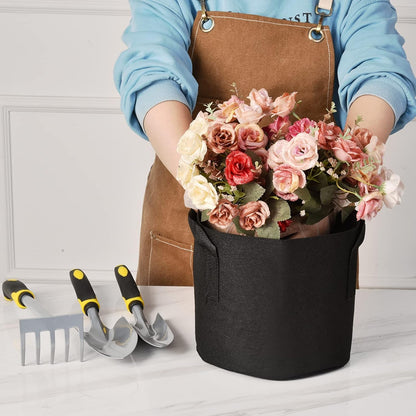 NYONG 12-Pack 25 Gallon Thickened Non-Woven Grow Bags, Aeration Fabric Pots with Handles（Black）