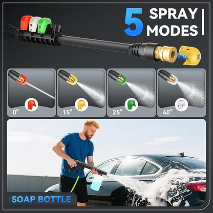 Professional Pressure Cleaner 5000 PSI,4.0 GPM Heavy Duty Power Cleaner with 4 Nozzles,Foam Cannon,33FT Hose and 500ml Soap Bottle for Home/Cars (Blue)