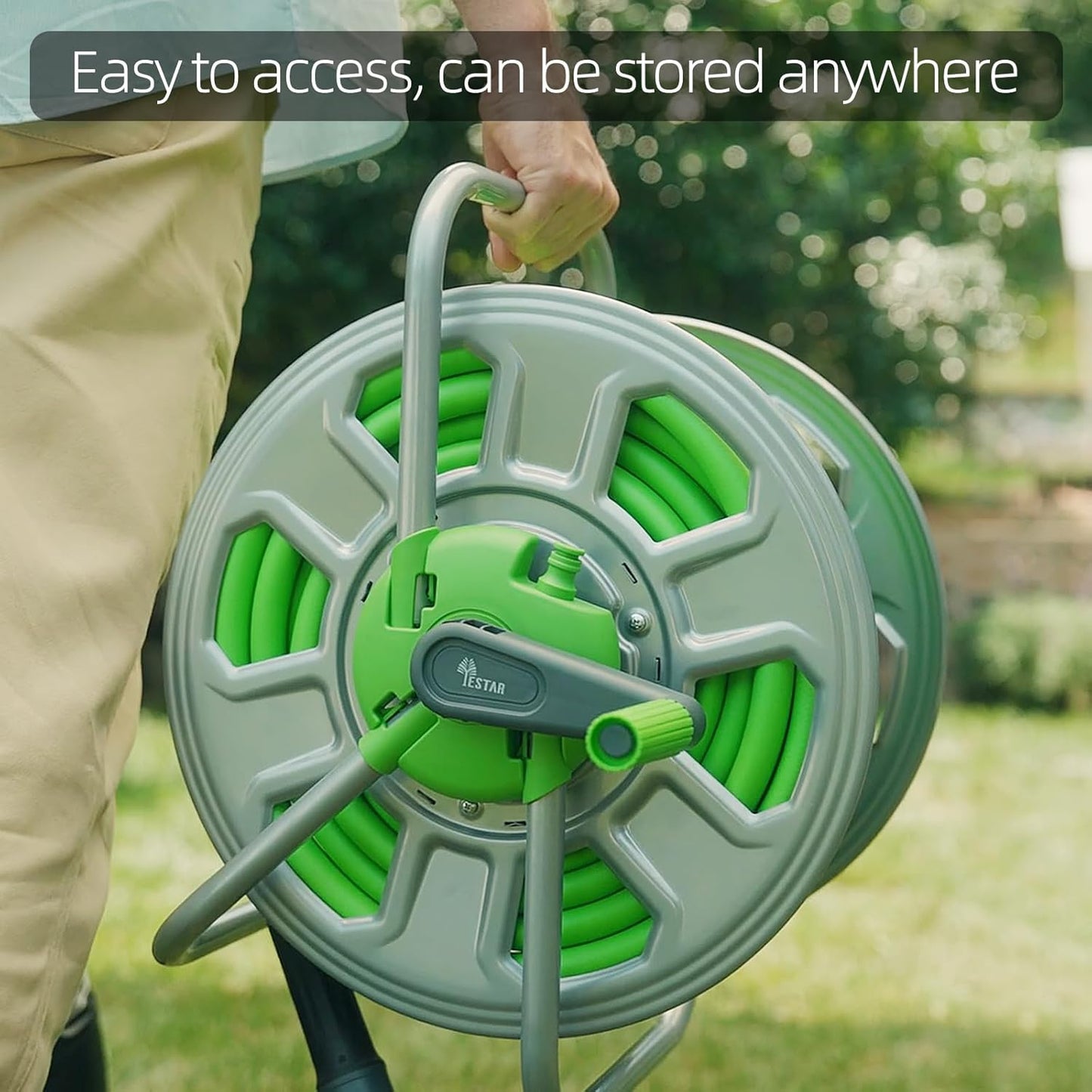 Metal YESTAR Water Hose Reel Cart,Hold 100 Ft of 5/8 Inch Hose,Portable Hose Reels for Outside.Storage and Watering