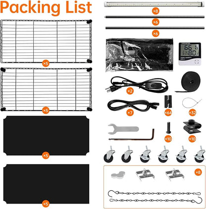 Bstrip Indoor Greenhouse with Grow Light, Large Plant Shelf with 8 Pack T8 Full Spectrum Plant Lights and Cover, mini Greenhouse for Indoor Plant, Seed Starting (58" L x 13.8" W x 59" H)