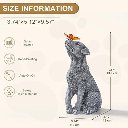 Garden Statue Dog Figurine Decor – Outdoor Decoration with Butterfly for Garden Yard Lawn Home Decor Outside : Christmas Memorial Gifts for Women Mom Grandma