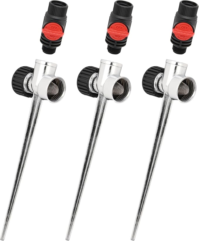 Eden 96998 1/2 Inch Zinc Flow-Through Lawn Sprinkler Spike Base (3-Pack); Sprinkler Heads Sold Separately