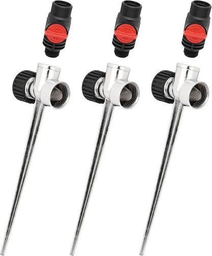 Eden 96998 1/2 Inch Zinc Flow-Through Lawn Sprinkler Spike Base (3-Pack); Sprinkler Heads Sold Separately