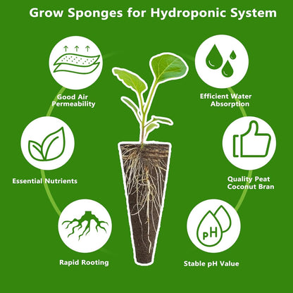 kathson 100PCS Grow Sponges for Hydroponics,Garden Cube Grow Sponges,Replacement Garden Seed Starter Pods Hydroponic Growing System,Hydroponics Sponge Kit with 10 Plant Labels and 1 Tweezer
