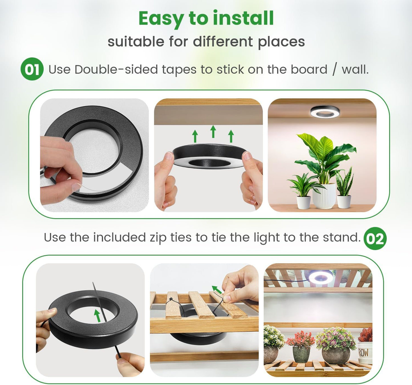 Wiaxulay Grow Lights for Indoor Plants, 144 LEDs Full Spectrum LED Plant Grow Light, 5V/3A Under Cabinet Grow Lamp with Auto Timer 6/12/16 Hrs, 3 Lighting Mode, 5 Brightness Levels, Tri Head (3.5in)