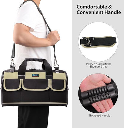 Tool Bag, Ounic 20 Inch Large Tool Bags Heavy Duty With Wide Mouth and Waterproof Strong Molded Base, Heavy Duty Tool Bag Organizer with Adjustable Shoulder Strap Specially Designed for Various Tools
