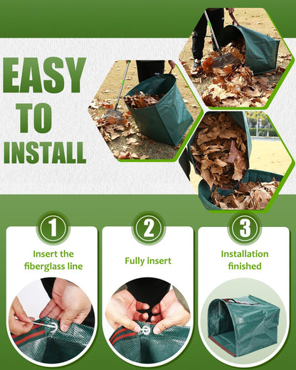 Joyhalo Reusable Yard Waste Bags, 2 Pack 50 Gallon Dustpan-Type Garden Bag for Collecting Leaves Garss Clippings, Heavy Duty lawn and leaf bags, Garden Waste Container for Clean Up Outdoor Debris