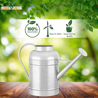 Galvanized Iron Watering Can for Indoor Plants, Bowl Watering Cans for House Plant Garden Flower, Long Spout Water Can for Outdoor Watering Plants 8.71L 2.3 Gallon
