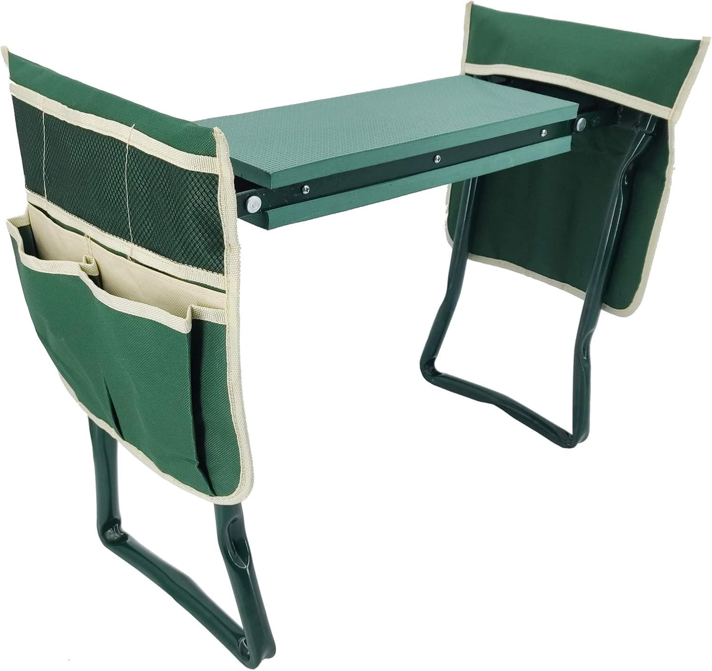 Upgraded Garden Kneeler Seat 24" Wide Soft Kneeling Pad Garden Tools Stools Garden Bench with 2 Large Tool Pouches Outdoor Foldable Sturdy Gardening Tools for Gardeners, Green 15299-2D