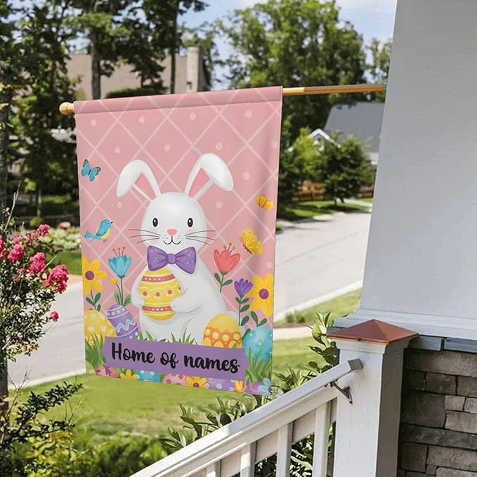 Custom Easter Garden Flag for Outdoor Personalized Easter Yard Flags Decor Customized Flag Add Your Own Picture/Text House Lawn Banner Double Sided Home Wall Decoration 12.5x18 28x40