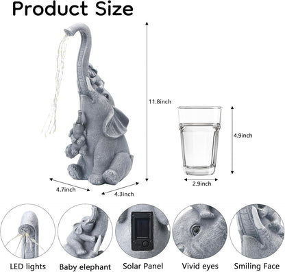 Solar Elephant Garden Statue Decor with Constant LED Lights - Lawn Patio Yard Balcony Lucky Elephant Ornaments,Unique Holiday Housewarming