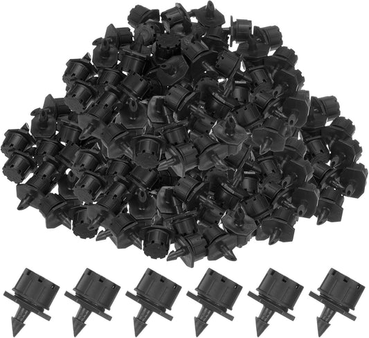 400-Pack 360 Degree Adjustable Irrigation Dripper, 1/4 Inch Barbed Emitter Drip Sprinklers for Garden/Greenhouse/Flower Bed/Watering System, Anti-Clogging Emitters [Black]