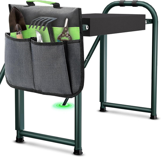 seasky Foldable Garden Kneeling and Seat, Anti-Tipping Garden Bench Widened Thick Soft Kneeling Pad, Heavy Duty Gardening Stool with Tool Bag,Gardening Gift for Women