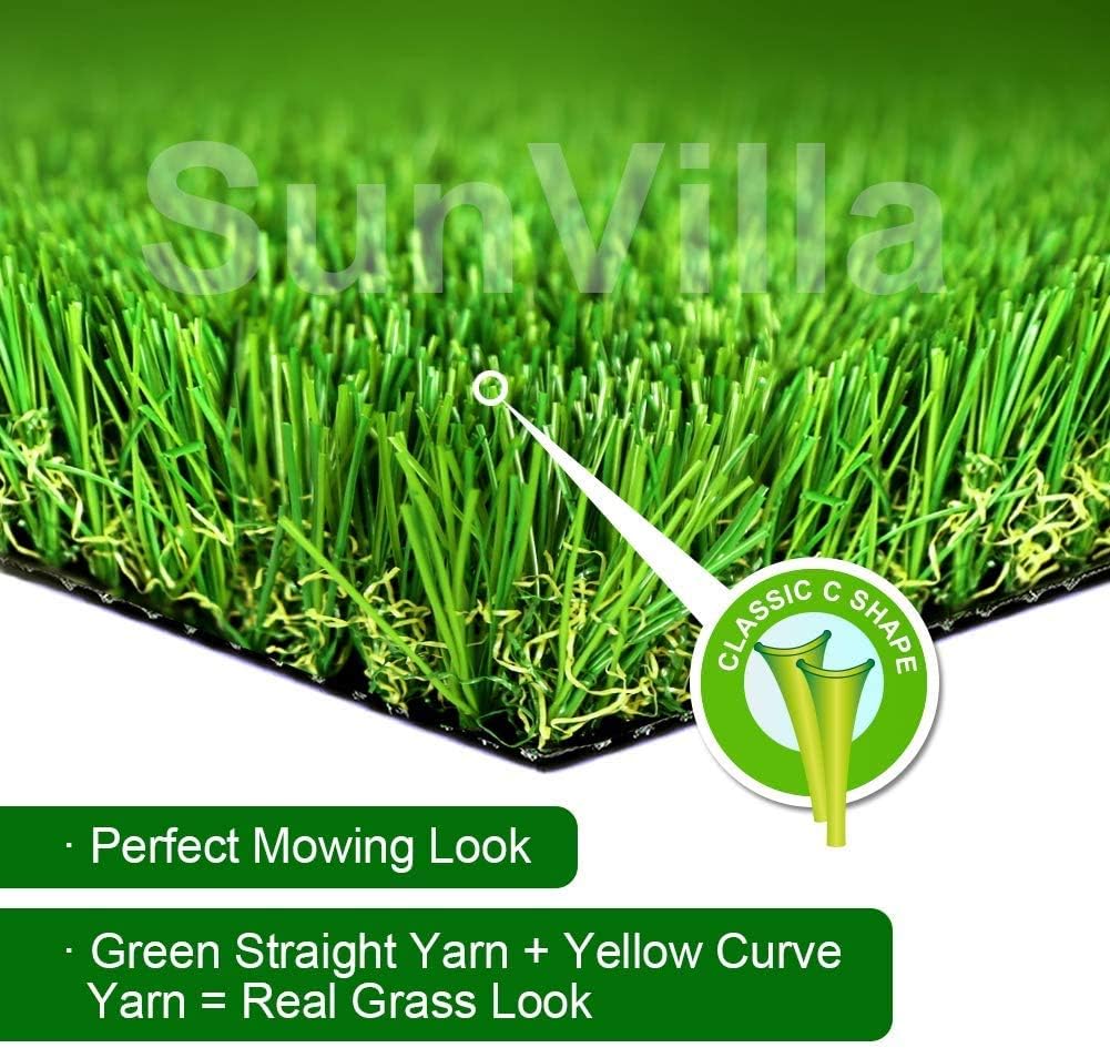 SunVilla 3'X64' Artificial Grass Realistic [Customized Sizes] Grass Height 1 3/8" Indoor/Outdoor Artificial Grass/Turf Many Sizes 3FTX64FT (192 Square FT)
