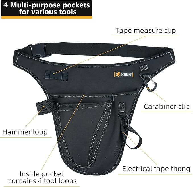 KUNN Garden Tool Organizer Belt Multifunctional Work Apron Pouch for Gardeing Florist Plumbing,Black