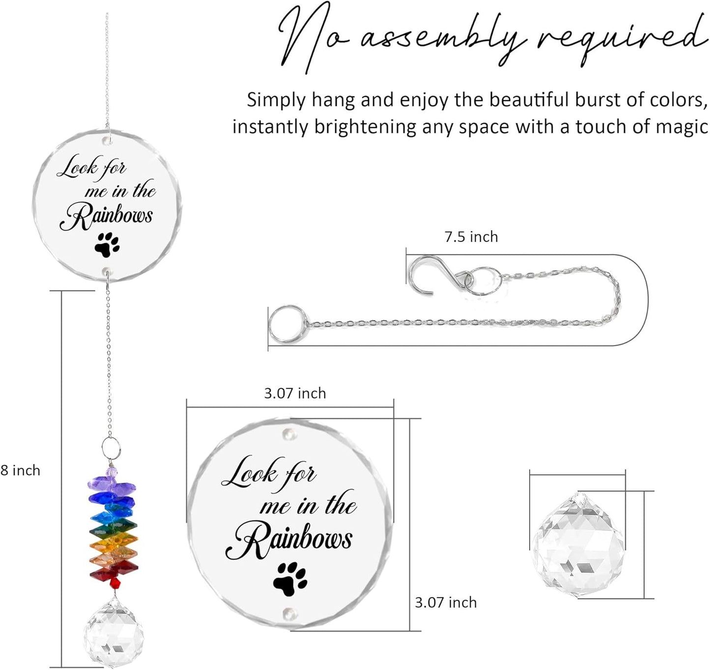 Pet Memorial Suncatcher - Pet Memorial Suncatchers - Dog Cat Loss Sympathy Gift - Rainbow Crystal Prism - Bereavement Keepsake - Pet Lover Gift - Daily Remembrance - Suncatcher Ornament