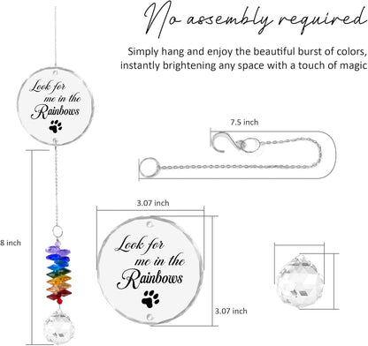 Pet Memorial Suncatcher - Pet Memorial Suncatchers - Dog Cat Loss Sympathy Gift - Rainbow Crystal Prism - Bereavement Keepsake - Pet Lover Gift - Daily Remembrance - Suncatcher Ornament