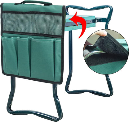 Garden Kneeler Tool Bag Stool Pouch Seat Storage Tote Hanging Organizer with Handle Pockets Waterproof Portable Gardening Kneeling Chair Bag Hand Tool Holder Bag for Outdoor Gardening