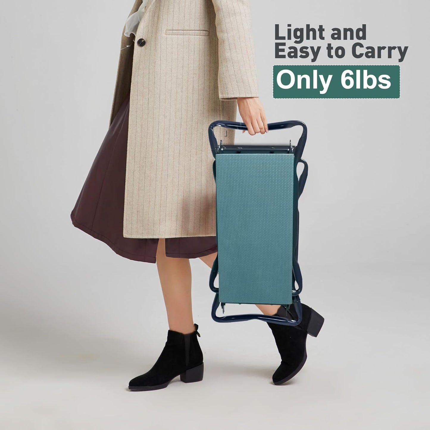 LUCKYERMORE Folding Garden Kneeler and Seat, 2 in 1 Kneeling Pad and Stool with Tool Pouches, Portable Kneeler Seat with Soft Kneeling Pad for Gardening, Outdoor Garden Stool Support Up to 300 lbs