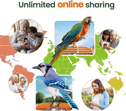 Bird Feeder with Camera 2.5K HD Live Video, AI Bird Identifier, 5MP Photos, 7W Solar Powered & 4000mAh Battery for Wall/Mount/Hang (Green)