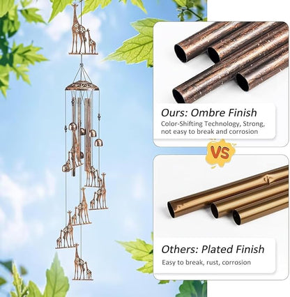 Giraffe Wind Chimes for Outside,Gardening Gifts for Giraffe Lover，Women，Men，Mom，Birthday Party Decorations,Memorial Gifts,Wind Chimes Outdoors，Indoors,Room,Home,Wall,Garden,Patio,Yard Decor