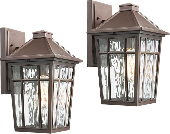Darkaway Large Outdoor Sconce Lights Wall Light Fixtures,14inch Exterior Porch Light Outdoor Sconce Anti-Rust Outside Light with Water Ripple Glass for Patio Yard Garage, 2 Pack
