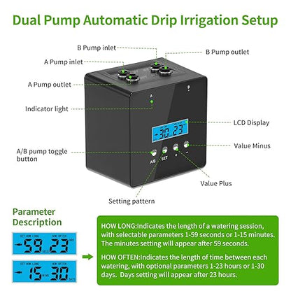 Automatic Watering System for Potted Plants | Indoor Plant Waterer with 30-Day Timer, Dual Self-Priming Pumps, Drip Irrigation Kit for 20 Plants