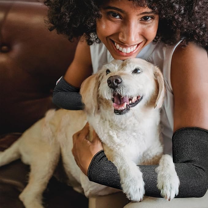 Evridwear Protective Arm Sleeves Cut Resistant Farmers Sleeves for Men Work, Gardening, Farming, Arm Protectors for Thin Skin and Bruising (Large, Black No Thumb Hole)