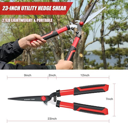 Garden Hedge Shear with Bypass Shear,Garden Hedge Trimmer with Shock Absorbing Cushion,Hedge Clipper for Trimming Border,Bush