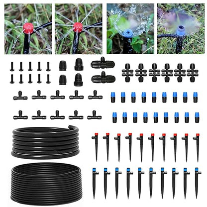 Drip Irrigation System for Garden, 230 ft Garden Watering System Drip Irrigation Kit, with 1/4" & 1/2" Tubing and 20pcs Sprinklers for Lawn Yard Flower Green Houses Plants