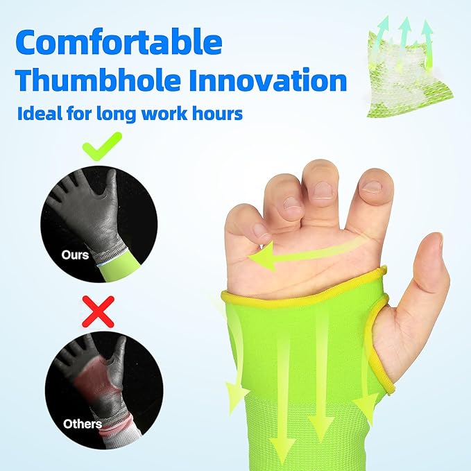 Schwer 100 Pairs AIR-SKIN Arm Sleeves S901 for Thin Skin, ANSI A6 Cut Resistant Arm Protectors for High Risk Work, UPF50+ UV Protection Cooling Farmer Sleeves for Gardening, Lightweight, Breathable