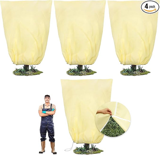 78x41inches Plant Covers Freeze Protection,4 Packs Thickened 2.82oz/yd²Frost Cloth for Outdoor Plants,Winter Tree Covers with Zipper&Drawstring,Plant Blanket for Winter Plant Covers Freeze Protection